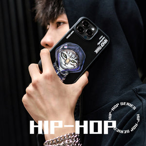 Premium Nimmy ® Hip Hop Series 3D Embroidery Leather Case with Chain for iPhone 14 Series
