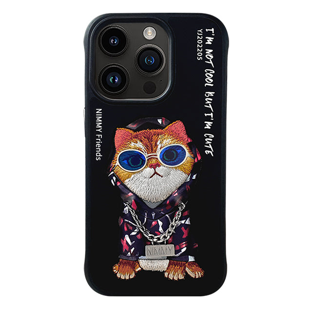 Premium Nimmy ® Cute Glass Series 3D Embroidery Leather Case with Chain for iPhone 14 Series