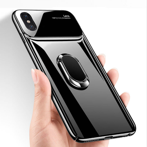 Apple iPhone X / XS Luxury Glossy Camera Lens Protection Case with Magnetic Ring Holder Cover