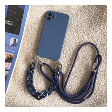 Load image into Gallery viewer, Liquid Silicon Crossbody Lanyard Necklace Marble Detachable Chain Case for iPhone 13 Series