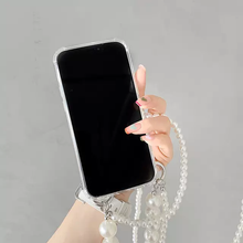 Load image into Gallery viewer, Clear iPhone case with Crossbody Pearl Strap for Apple iPhone 13 Series