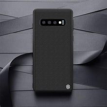 Load image into Gallery viewer, Luxury Nillkin Nylon Knitted Finish Back Case with Soft TPU Armour Frame for Samsung Galaxy S10 Plus - BLACK