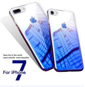 HENKS Luxury Blue Ray Laser Gradient Dual Color Hard Back Case Cover for Apple iPhone 7 Plus/ 8 Plus
