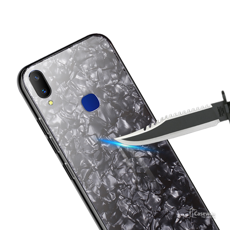 Samsung Galaxy M20 Marble Pattern Bling Shell Case [9H Tempered