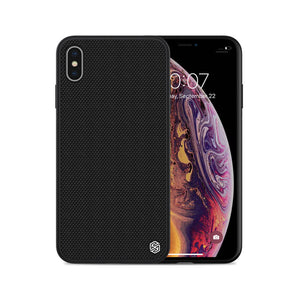 Apple iPhone XS Max Luxury Nylon Knitted Finish Back Case with Soft TPU Armour Frame - BLACK