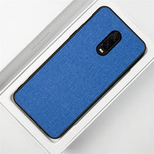 Load image into Gallery viewer, OnePlus 6T Premium Fabric Canvas Soft Silicone Cloth Texture Back Case with Back Screen Guard