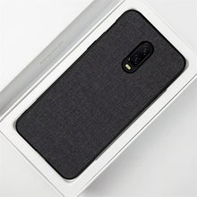 Load image into Gallery viewer, OnePlus 6T Premium Fabric Canvas Soft Silicone Cloth Texture Back Case with Back Screen Guard