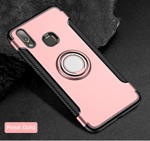 Load image into Gallery viewer, Vivo V9 Luxury Carbon Fiber Design Shockproof Hybrid Ring Holder Back Case
