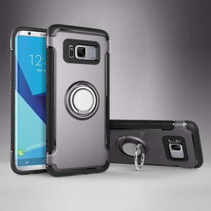 Samsung Galaxy S8 Plus Luxury Carbon Fiber Design Shockproof Hybrid Ring Holder Case