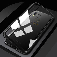 Load image into Gallery viewer, Vivo V9 Shock Proof Luxury Magnetic Adsorption Metal Bumper Auto-Fit Tempered Back Case