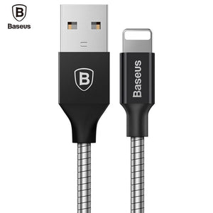 Baseus Highly Durable Fast Charging Metal USB Lightning Data/ Charging Cable for iPhone X / XS, 8/8 Plus, 7/7 Plus, 6/6S/6 Plus, 5/5S/5C/SE - BLACK