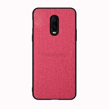 Load image into Gallery viewer, OnePlus 6T Premium Fabric Canvas Soft Silicone Cloth Texture Back Case with Back Screen Guard