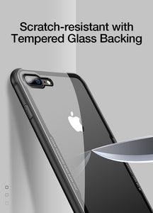 HENKS Premium Anti Scratch HD Clear 9H Hardness Tempered Glass Back Case Cover for Apple iPhone 7 Plus/ 8 Plus-- (White)