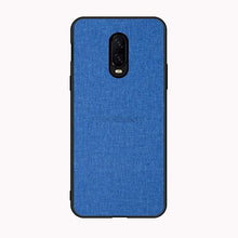 Load image into Gallery viewer, OnePlus 6T Premium Fabric Canvas Soft Silicone Cloth Texture Back Case with Back Screen Guard