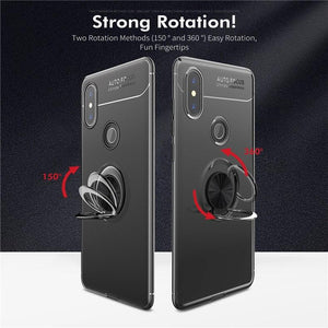XIAOMI REDMI NOTE 6 PRO LUXURY SHOCKPROOF RING HOLDER KICKSTAND SOFT TPU BACK CASE COVER