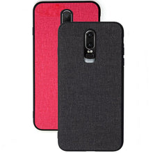 Load image into Gallery viewer, OnePlus 6T Premium Fabric Canvas Soft Silicone Cloth Texture Back Case with Back Screen Guard