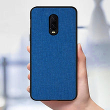 Load image into Gallery viewer, OnePlus 6T Premium Fabric Canvas Soft Silicone Cloth Texture Back Case with Back Screen Guard