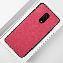 Load image into Gallery viewer, OnePlus 6T Premium Fabric Canvas Soft Silicone Cloth Texture Back Case with Back Screen Guard
