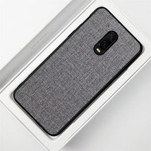 Load image into Gallery viewer, OnePlus 6T Premium Fabric Canvas Soft Silicone Cloth Texture Back Case with Back Screen Guard