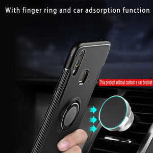Vivo V9 Luxury Carbon Fiber Design Shockproof Hybrid Ring Holder Back Case