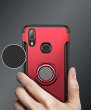 Load image into Gallery viewer, Vivo V9 Luxury Carbon Fiber Design Shockproof Hybrid Ring Holder Back Case