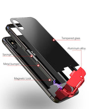 Load image into Gallery viewer, Apple iPhone XS MAX Magnetic Adsorption Aluminum Metal Frame Tempered Glass Back Case