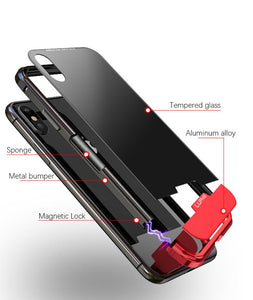 Apple iPhone XS MAX Magnetic Adsorption Aluminum Metal Frame Tempered Glass Back Case