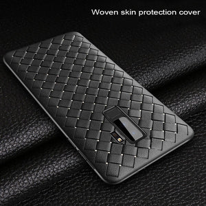 SAMSUNG GALAXY S9 PLUS PREMIUM WEAVING GRID BREATHABLE SOFT SILICONE BACK CASE COVER - BLACK