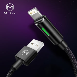 MCDODO 2nd Generation Auto Disconnect Fast Charging USB Data Sync Lightning Cable with LED Light for Apple iPhone XS Max, XR, XS, X, 8/8 Plus, 7/7 Plus, 6/6S/6 Plus, 5/5S/5C/SE - BLACK