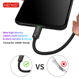 HENKS Auto Disconnect Fast Charging USB Data Sync Metal Connector Cable for Apple iPhone