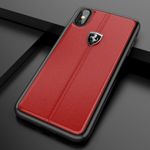 Load image into Gallery viewer, Apple iPhone XS Max Luxury Ferrari Scuderia DE Series Vertical Stitched Genuine Leather Case