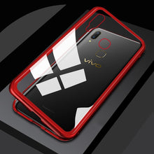 Load image into Gallery viewer, Vivo V9 Shock Proof Luxury Magnetic Adsorption Metal Bumper Auto-Fit Tempered Back Case