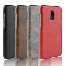 Load image into Gallery viewer, OnePlus 6T Luxury Leather Finish Anti Knock Hard PC Back Case Cover with Back Screen Guard