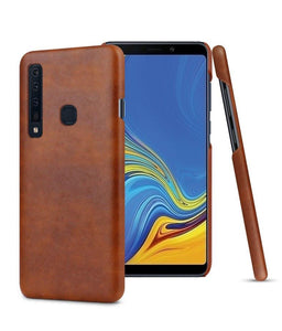 Samsung Galaxy A9 2018 Luxury Leather Finish Anti Knock Hard PC Back Case Cover with Back Screen Guard