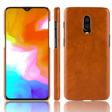 Load image into Gallery viewer, OnePlus 6T Luxury Leather Finish Anti Knock Hard PC Back Case Cover with Back Screen Guard