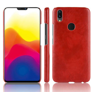 Vivo V9 Luxury Leather Finish Anti Knock Hard PC Back Case Cover with Back Screen Guard