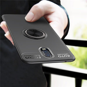 OnePlus 6T Luxury Shockproof Ring Holder Kickstand Soft TPU Back Case Cover