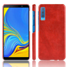 Load image into Gallery viewer, Samsung Galaxy A7 2018 Luxury Leather Finish Anti Knock Hard PC Back Case Cover with Back Screen Guard