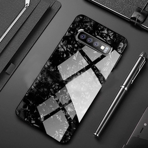 Samsung Galaxy S10 Luxury Explosion Proof Marble Pattern Tempered Glass Hard Back Case