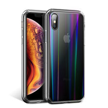 Load image into Gallery viewer, iPhone XS Max (6.5&quot;) Luxury Laser Aurora Ultra Slim Shockproof Crystal Clear Hard Back with Soft Silicone Frame Back Case Cover