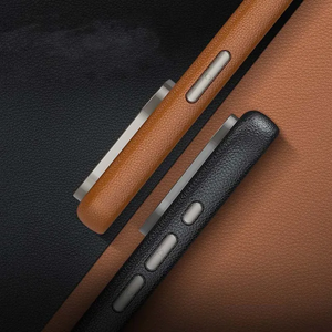 Luxury X-Level Magnetic Plain Leather Case For iPhone 15 Pro, 15 Pro Max  Support Wireless Charging Back Cover