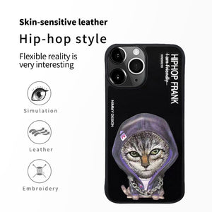 Premium Nimmy ® Hip Hop Series 3D Embroidery Leather Case with Chain for iPhone 14 Series