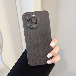 Premium 3D Plating Wooden Design Back Case For iPhone 15 Series (Optional Logo)