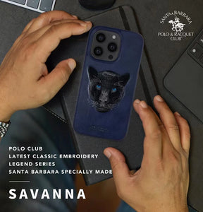 Santa Barbara Polo & Racquet Club ® Luxury Savana Series Leather Case for iPhone 14 Series - Panther