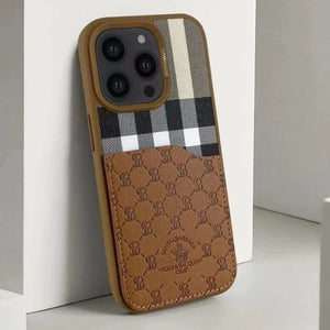 Santa Barbara Polo & Racquet Club ® Luxury Plaid Series Leather Case for iPhone 14 Series