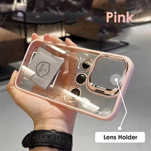 Luxury Camera Lens Flip Bracket Stand Case For iPhone 15 & iPhone 14 Series
