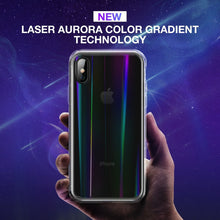 Load image into Gallery viewer, Apple iPhone X Premium Rainbow Aurora Transparent Tempered Glass Case Hard Shell Back Case