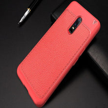 Load image into Gallery viewer, OnePlus 6 Premium Shockproof Fine Grain Leather Touch Soft TPU Back Case Cover