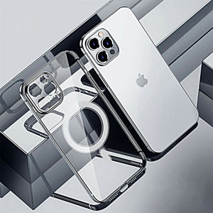 Henks Official Magsafe Electroplated Borders Camera Protection Soft Clear Case for iPhone 13 Series