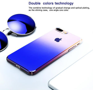 HENKS Luxury Blue Ray Laser Gradient Dual Color Hard Back Case Cover for Apple iPhone 7 Plus/ 8 Plus